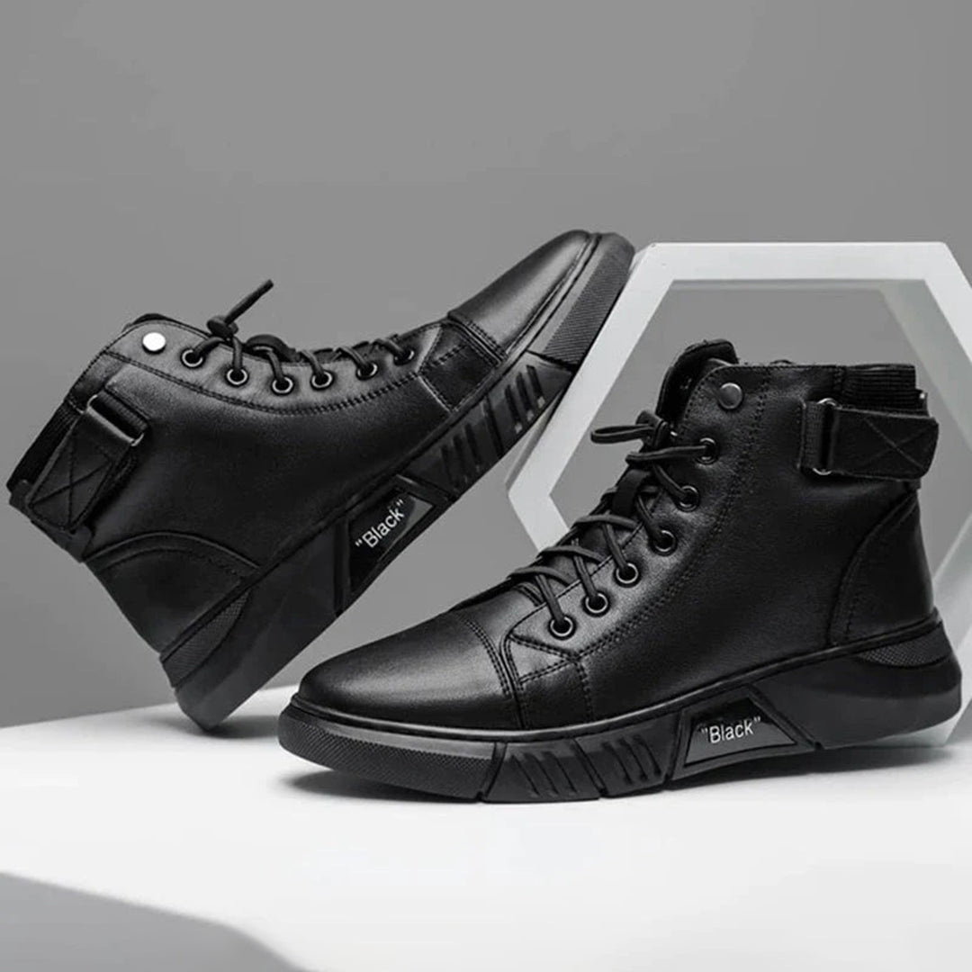 Buty zimowe męskie skórzane ocieplane botki casual wygodne na zimę wysokie