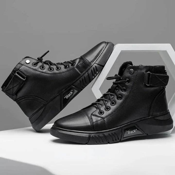 Buty zimowe męskie skórzane ocieplane botki casual wygodne na zimę wysokie