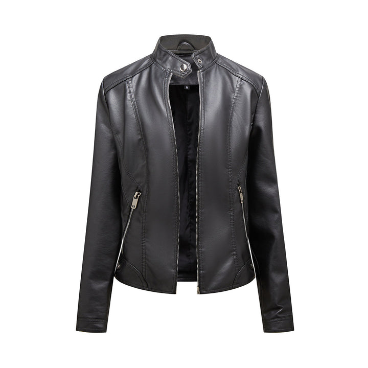 Kurtka damska skórzana biker ramoneska na wiosnę i jesień lekka elegancka casualowa