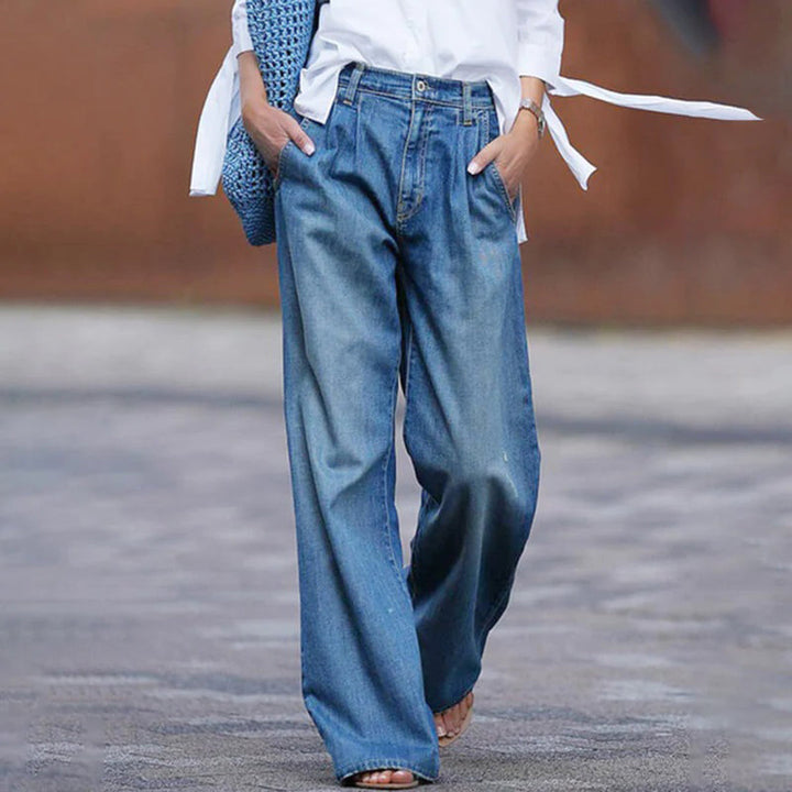 Jeansy damskie bawełniane na wiosnę szerokie spodnie denim luźny krój casual wygodne