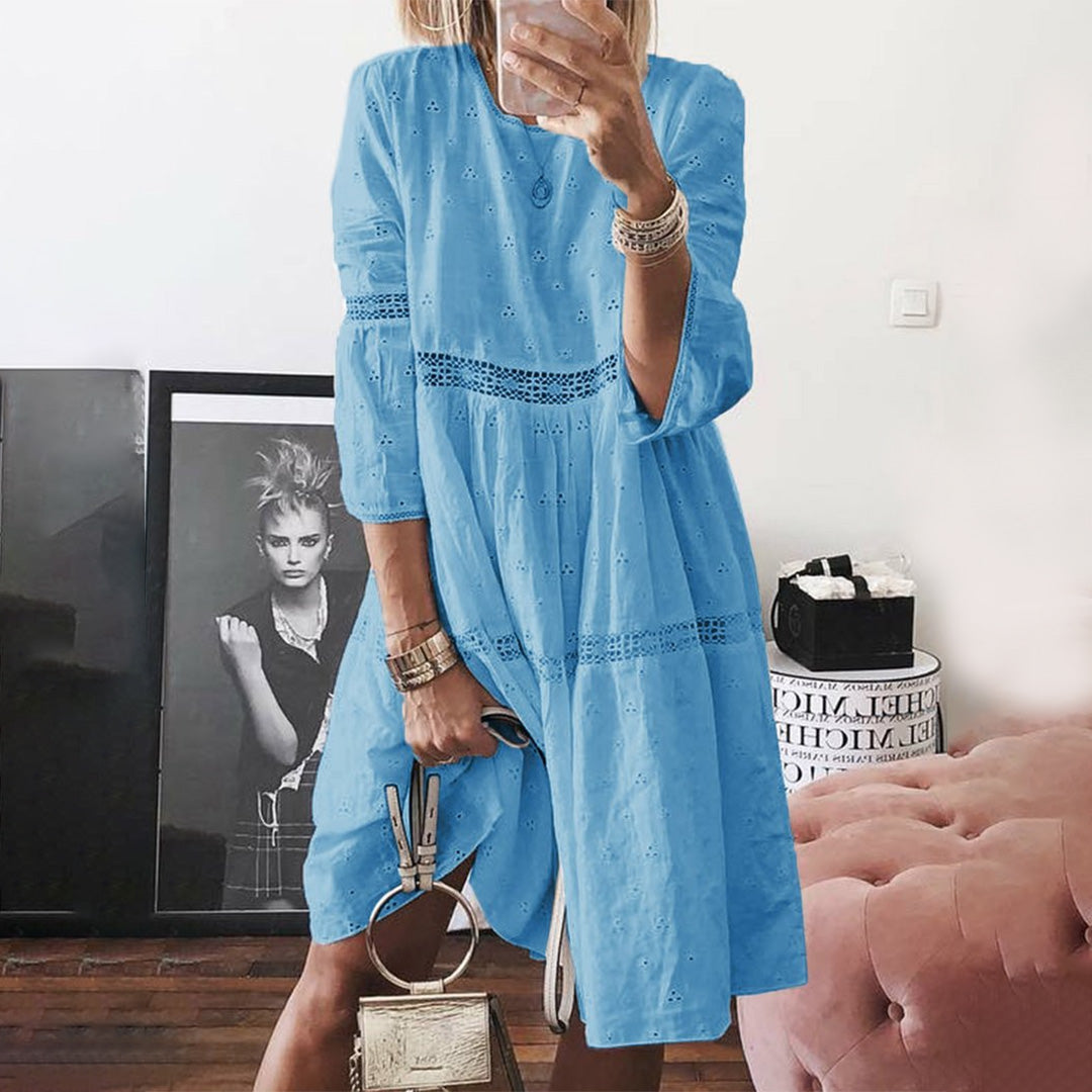 Sukienka damska bawełniana letnia oversize z długim rękawem boho casual midi