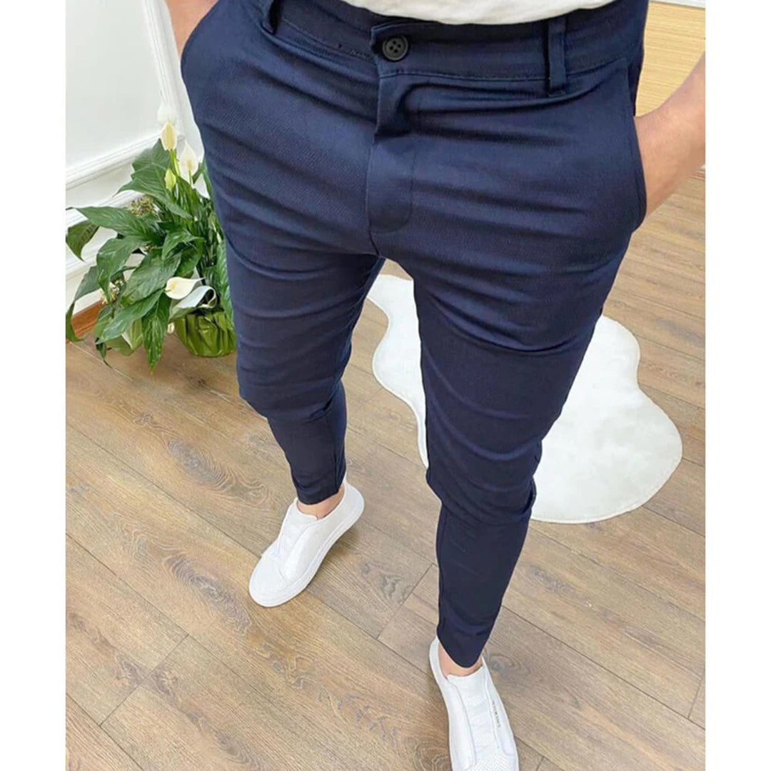 Spodnie męskie eleganckie bawełniane slim fit wiosenne casual do pracy i codziennego noszenia