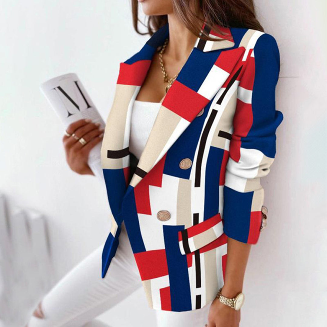 Marynarka damska w kratę na wiosnę elegancki blazer casual poliester lekka