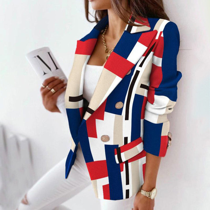 Marynarka damska w kratę na wiosnę elegancki blazer casual poliester lekka