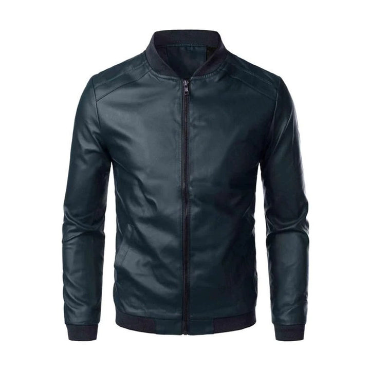 Casaco de homem clássico em pele, elegante, estilo ramoneska, primavera, casual, slim fit