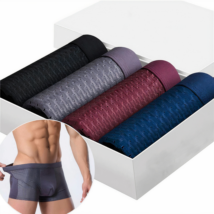 Boxers masculinos respiráveis de bambu, macios e confortáveis