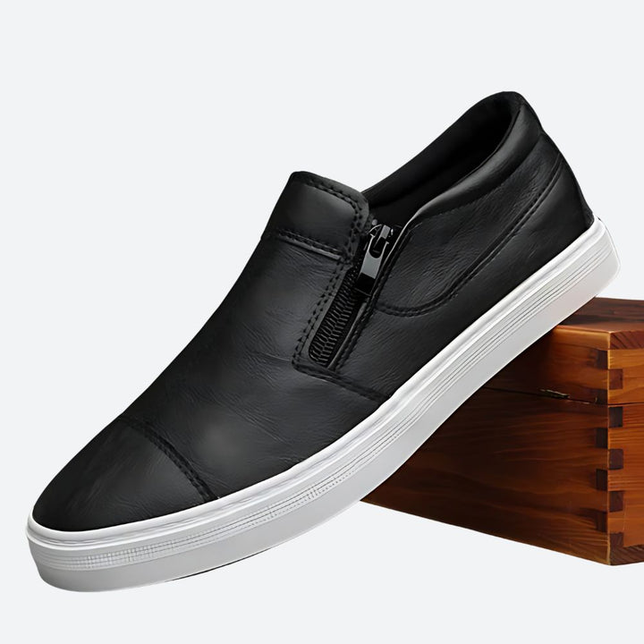 Buty męskie wsuwane skórzane na wiosnę lato casualowe lekkie wygodne slip-on miejskie