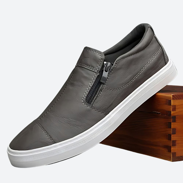 Buty męskie wsuwane skórzane na wiosnę lato casualowe lekkie wygodne slip-on miejskie