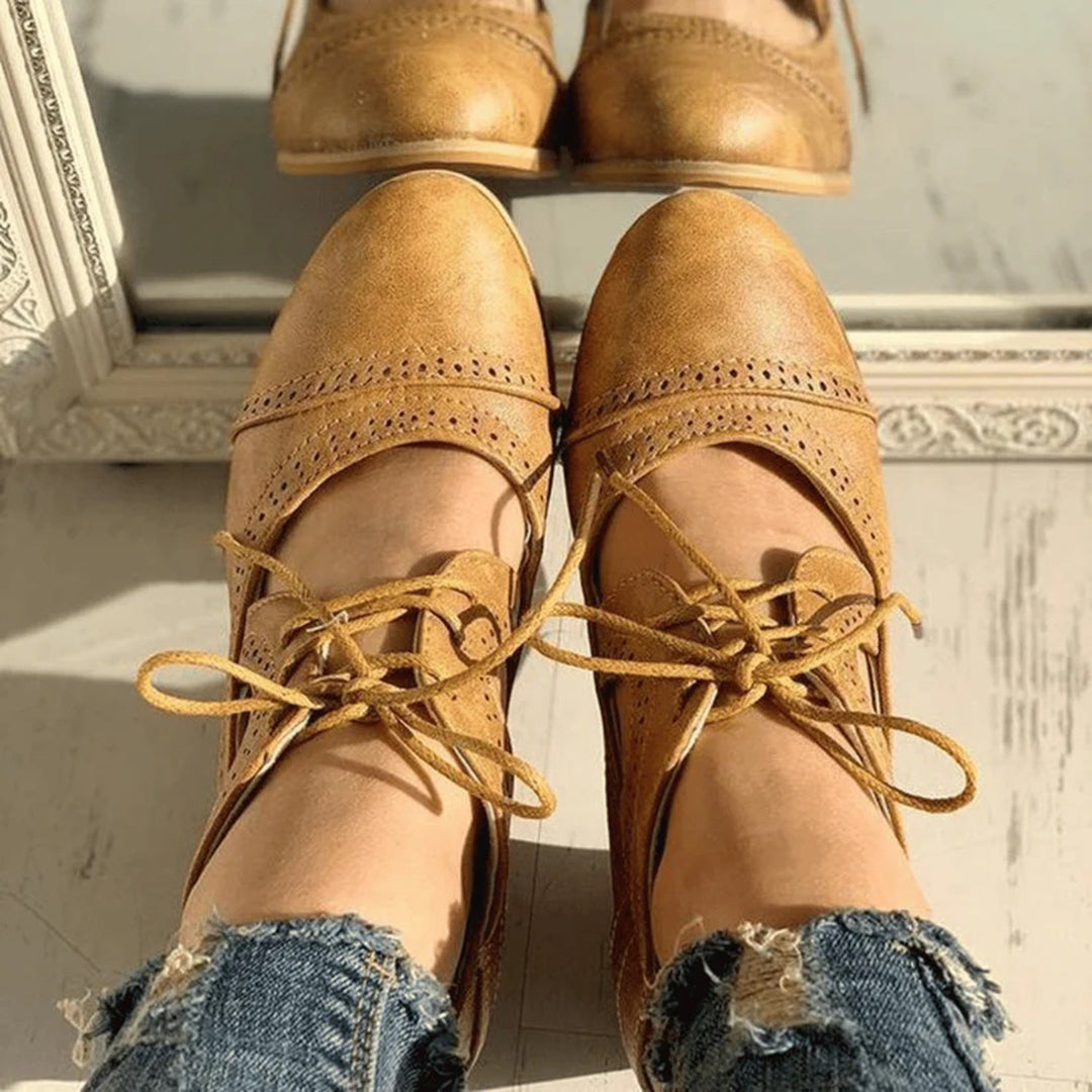 Półbuty damskie skórzane na obcasie eleganckie buty casual na sezon wiosna-lato