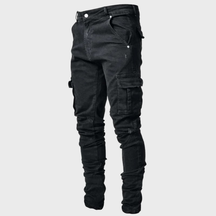 Jeansy męskie wiosenne bawełniane slim fit spodnie cargo casual elastyczne wygodne