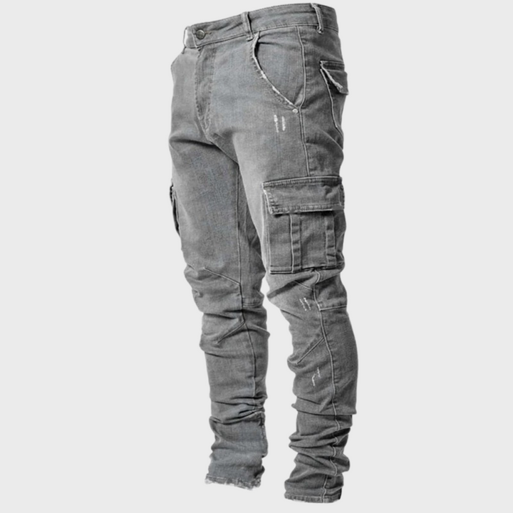 Jeansy męskie wiosenne bawełniane slim fit spodnie cargo casual elastyczne wygodne