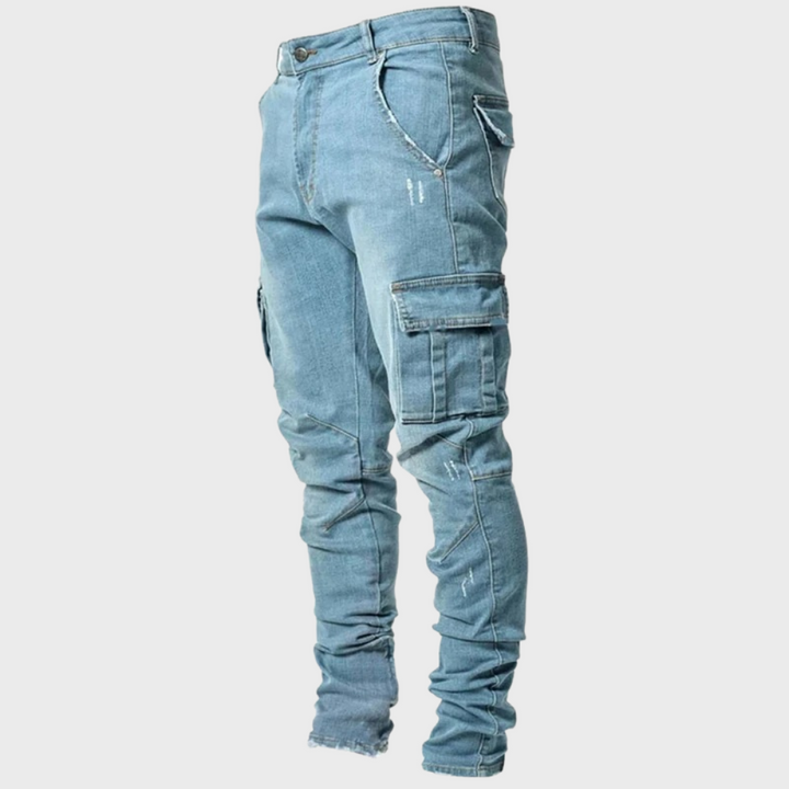 Jeansy męskie wiosenne bawełniane slim fit spodnie cargo casual elastyczne wygodne