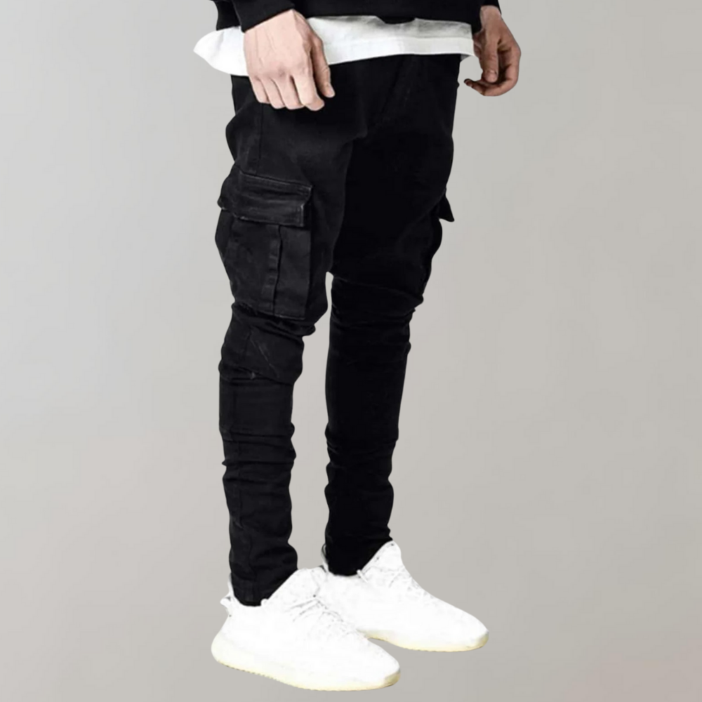 Jeansy męskie wiosenne bawełniane slim fit spodnie cargo casual elastyczne wygodne