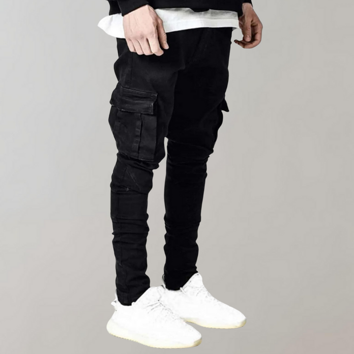 Jeansy męskie wiosenne bawełniane slim fit spodnie cargo casual elastyczne wygodne