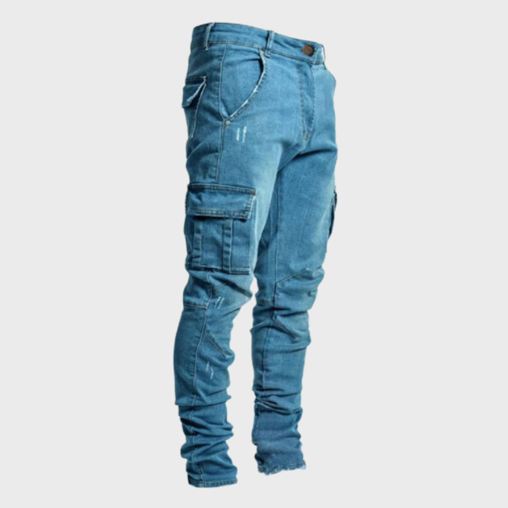 Spodnie męskie cargo wiosenne bawełniane slim fit casual elastyczne wygodne na co dzień