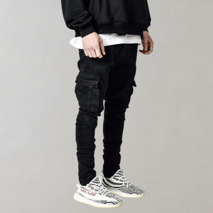 Spodnie męskie cargo wiosenne bawełniane slim fit casual elastyczne wygodne na co dzień