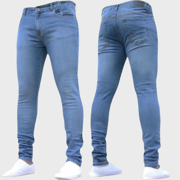 Jeansy męskie slim fit bawełniane spodnie jeansowe na wiosnę modne dopasowane