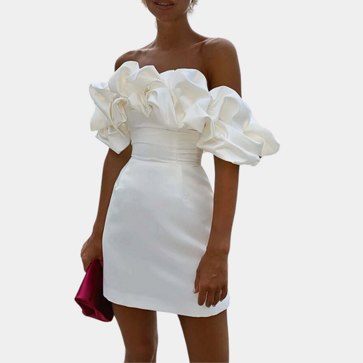 Sukienka damska mini elegancka bawełniana na wiosnę i lato wieczorowa dopasowana