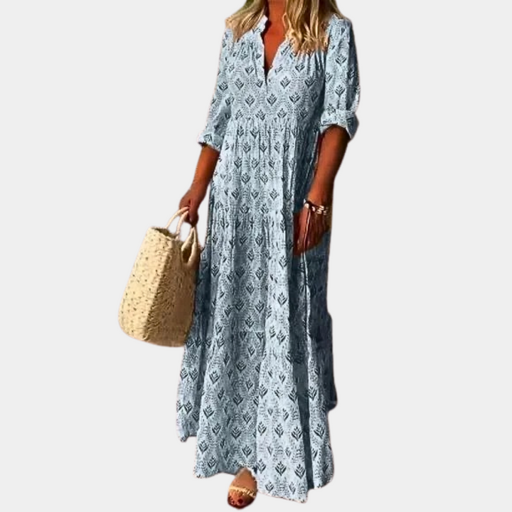 Sukienka damska maxi bawełniana wiosenna zwiewna elegancka sukienka długa casual