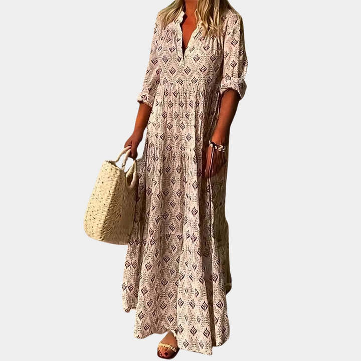 Sukienka damska maxi bawełniana wiosenna zwiewna elegancka sukienka długa casual