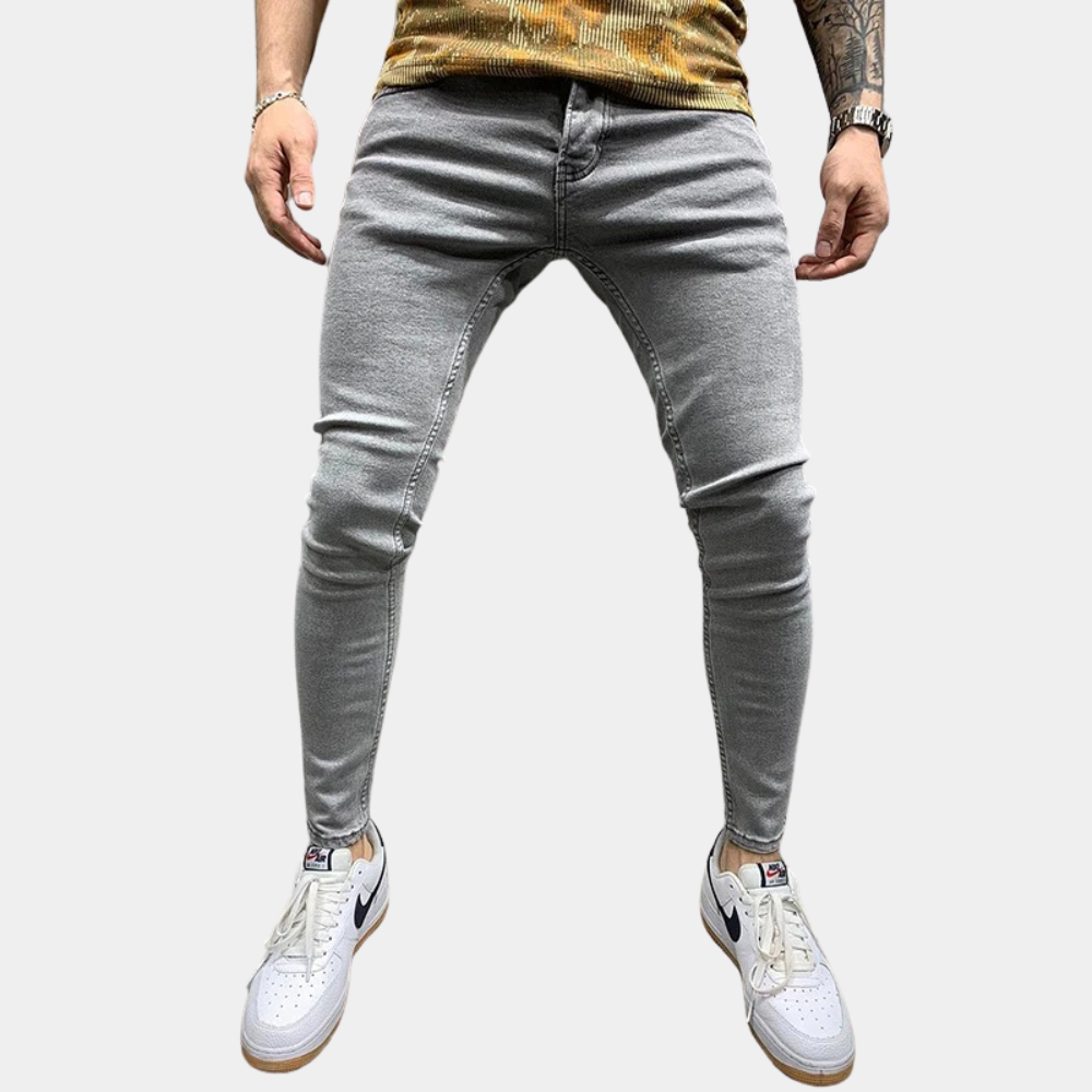 Jeansy męskie skinny z bawełny – dopasowane spodnie jeansowe na wiosnę do stylu casual