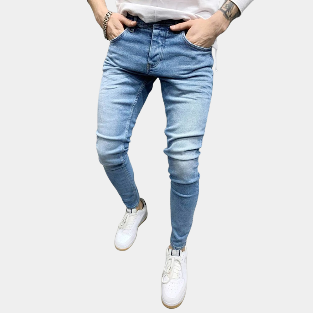 Jeansy męskie skinny z bawełny – dopasowane spodnie jeansowe na wiosnę do stylu casual