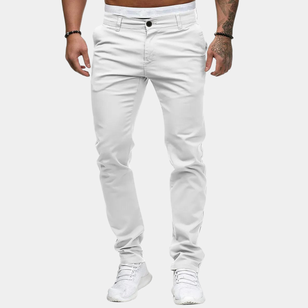Spodnie męskie bawełniane wiosenne chinosy slim fit eleganckie casualowe męskie