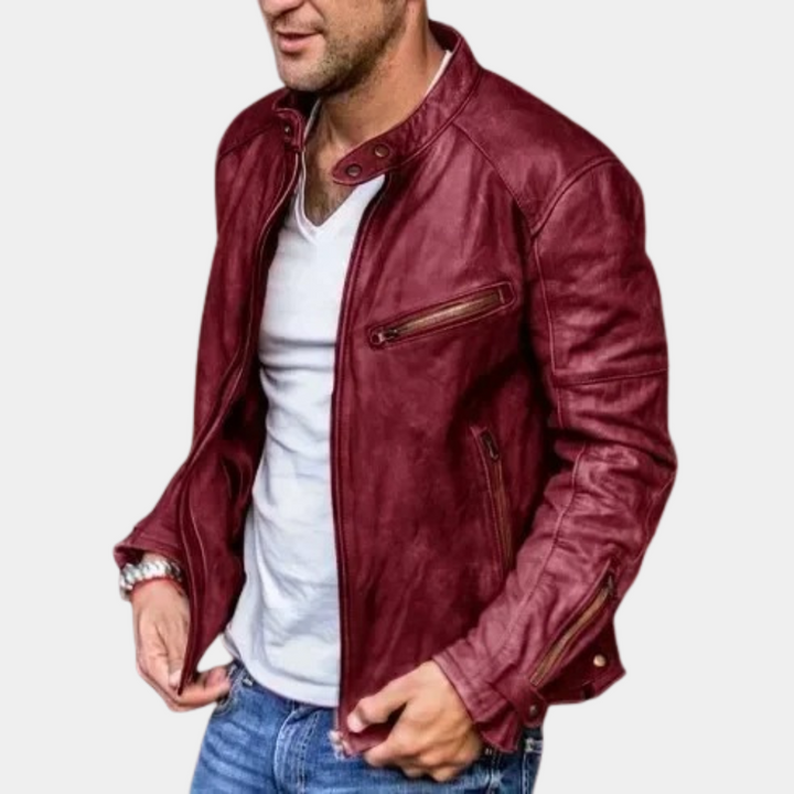 Pánská kožená bunda na jaro klasická pravá kůže casual biker lehká