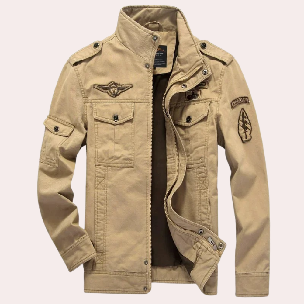 Casaco masculino de transição em algodão, primavera, corta-vento com gola alta, casual