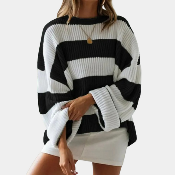 Julia - Stylowy oversizowy sweter damski w paski