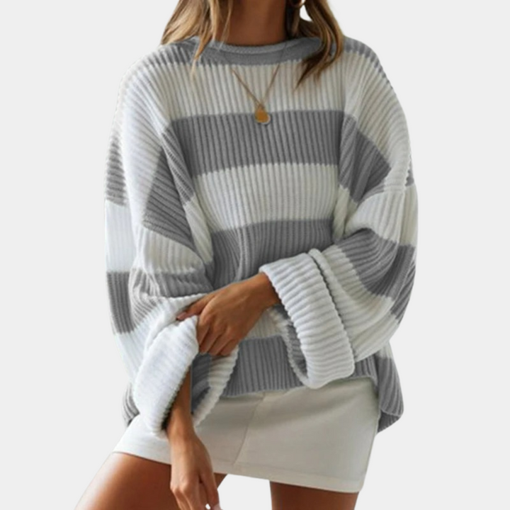 Julia - Stylowy oversizowy sweter damski w paski