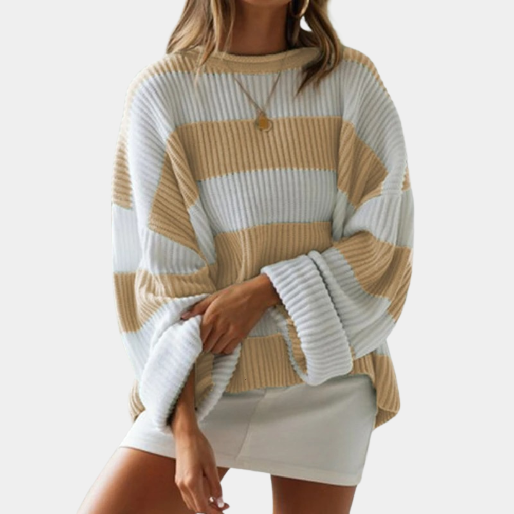 Julia - Stylowy oversizowy sweter damski w paski