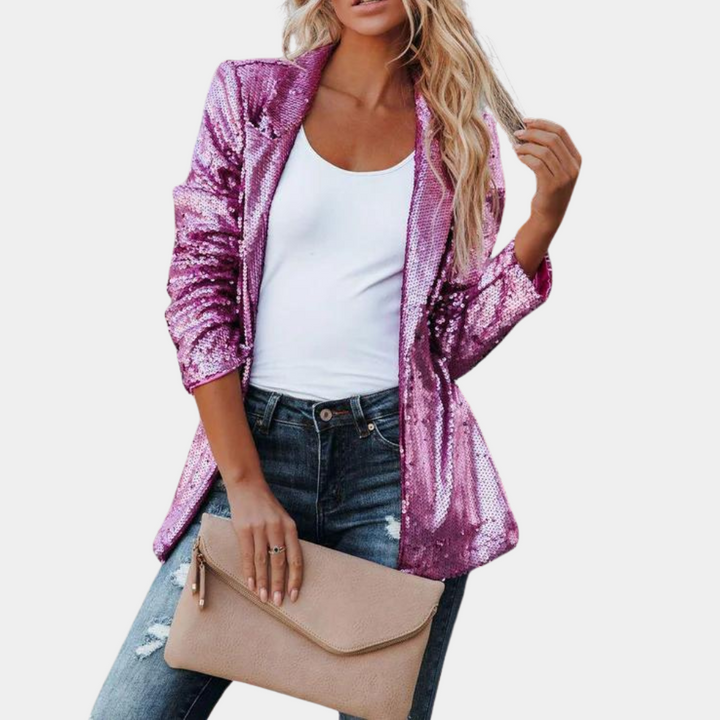 Marynarka damska elegancka bawełniana brokatowa lekka wiosenna blazer casualowy