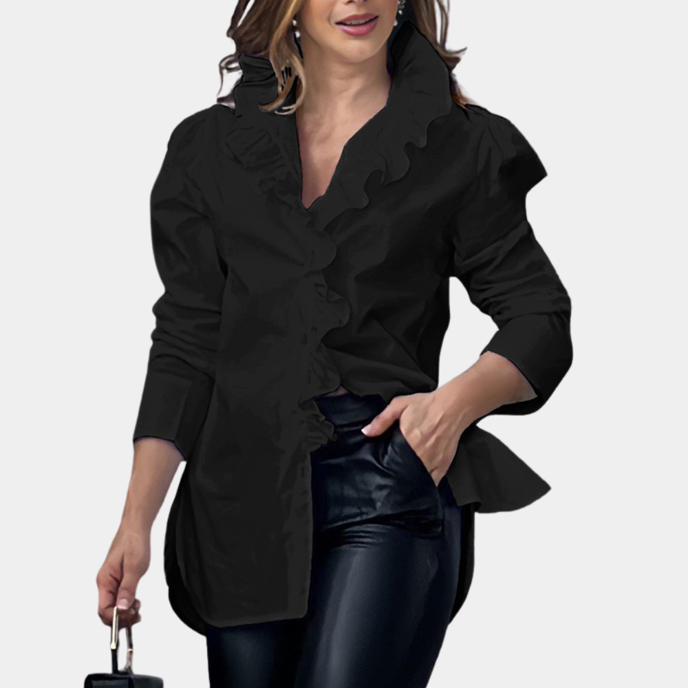 Bluzka damska bawełniana elegancka wiosenna koszula z falbaną casualowa modna