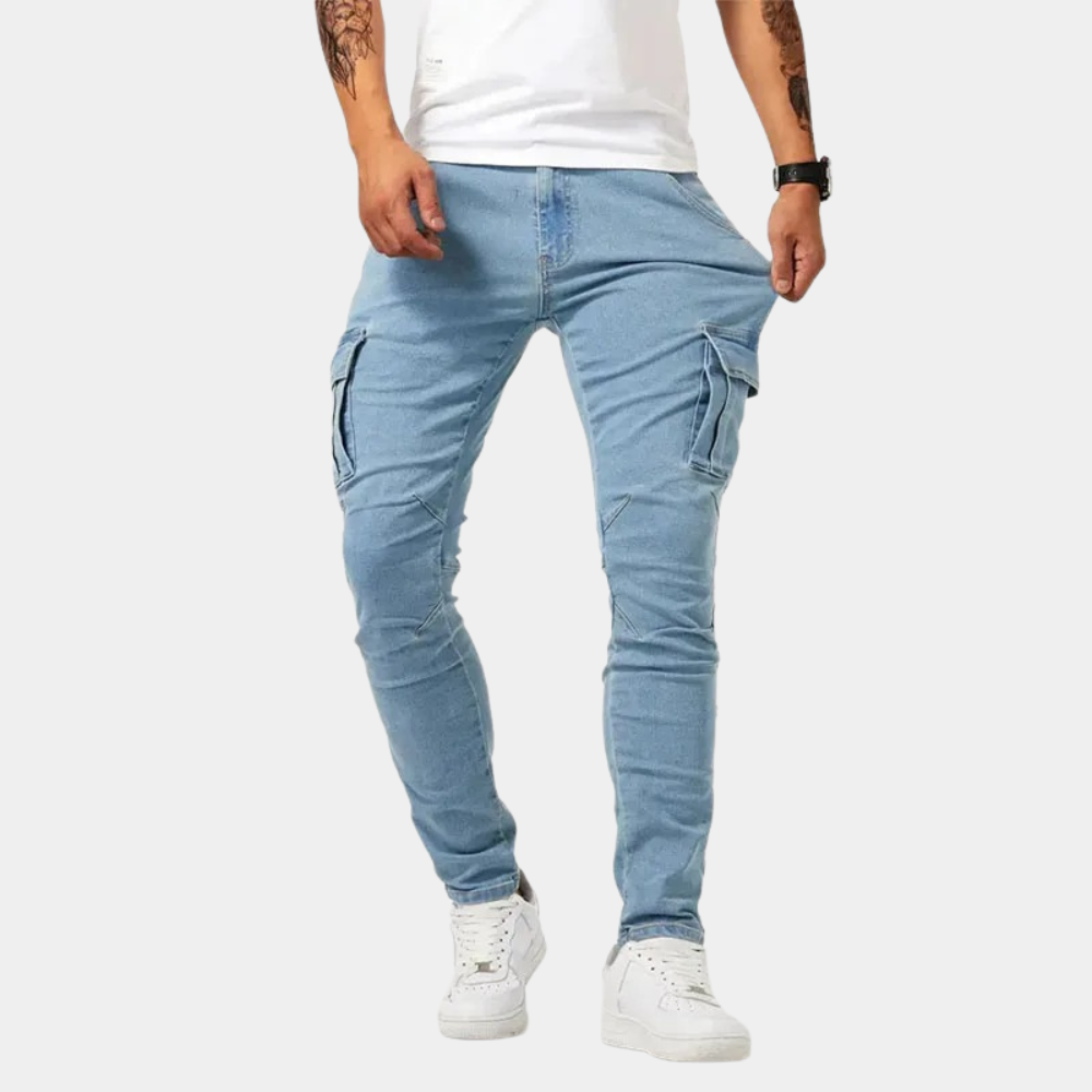 Spodnie cargo męskie bawełniane slim fit elastyczne casual na wiosnę i lato