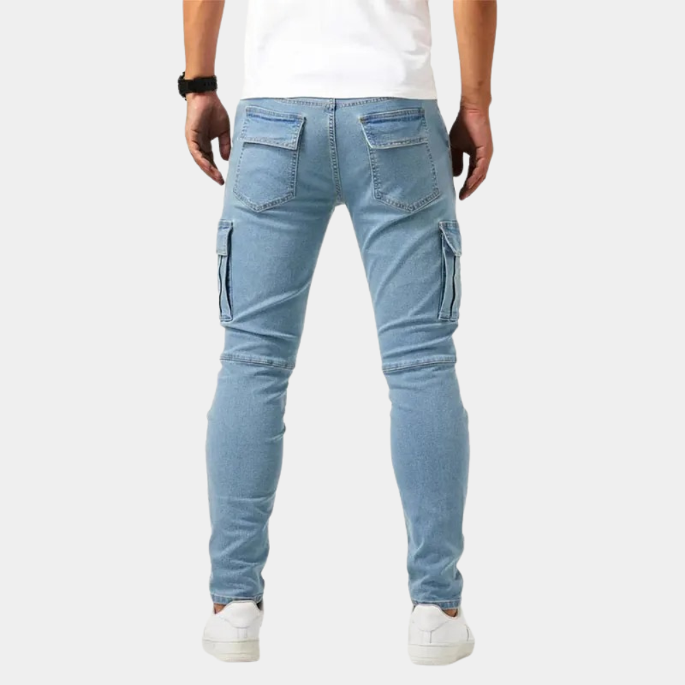 Spodnie cargo męskie bawełniane slim fit elastyczne casual na wiosnę i lato