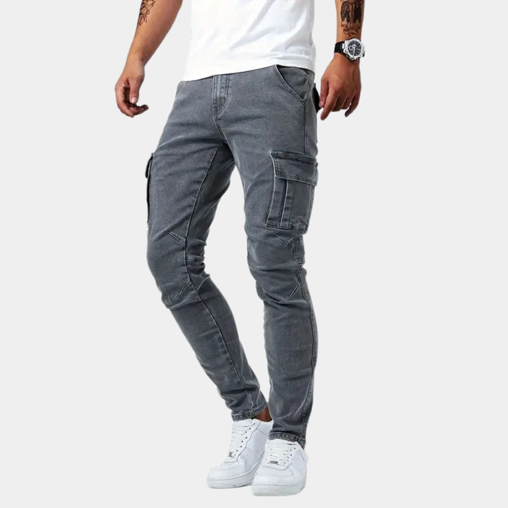 Spodnie cargo męskie bawełniane slim fit elastyczne casual na wiosnę i lato