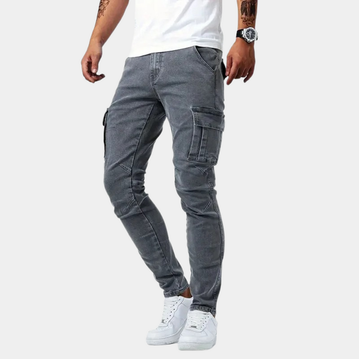 Spodnie cargo męskie bawełniane slim fit elastyczne casual na wiosnę i lato