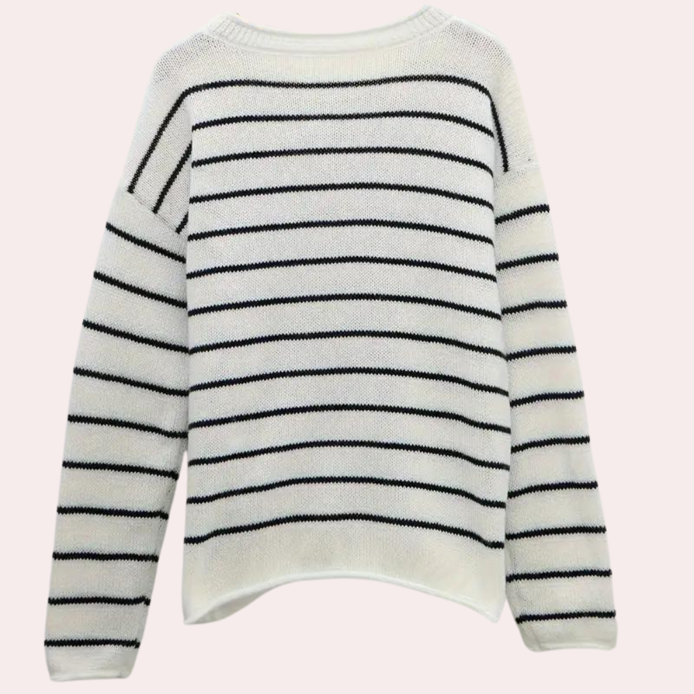 Sweter damski dzianinowy w paski casual z długim rękawem na jesień i zimę