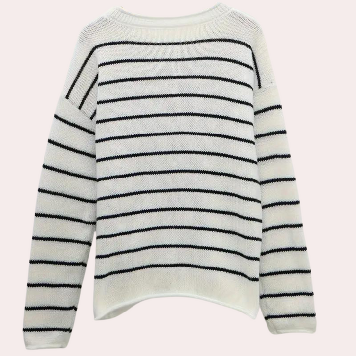Sweter damski dzianinowy w paski casual z długim rękawem na jesień i zimę