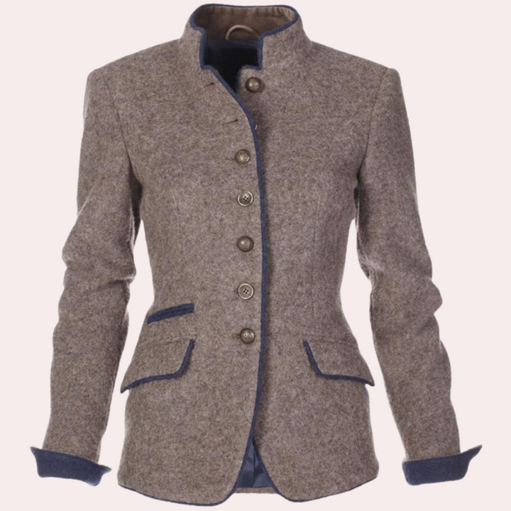 Blezer damski elegancki wełniany na wiosnę dopasowany stylowy klasyczny casualowy