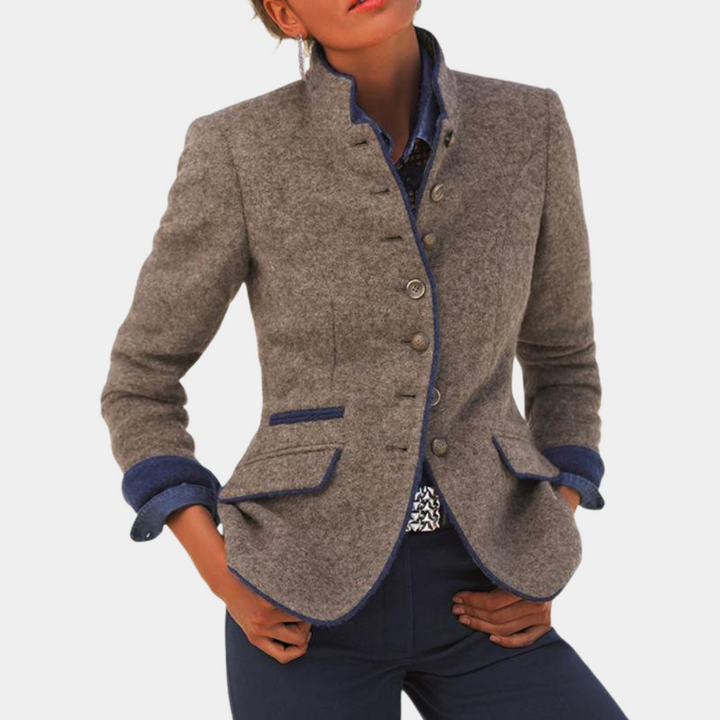 Blezer damski elegancki wełniany na wiosnę dopasowany stylowy klasyczny casualowy