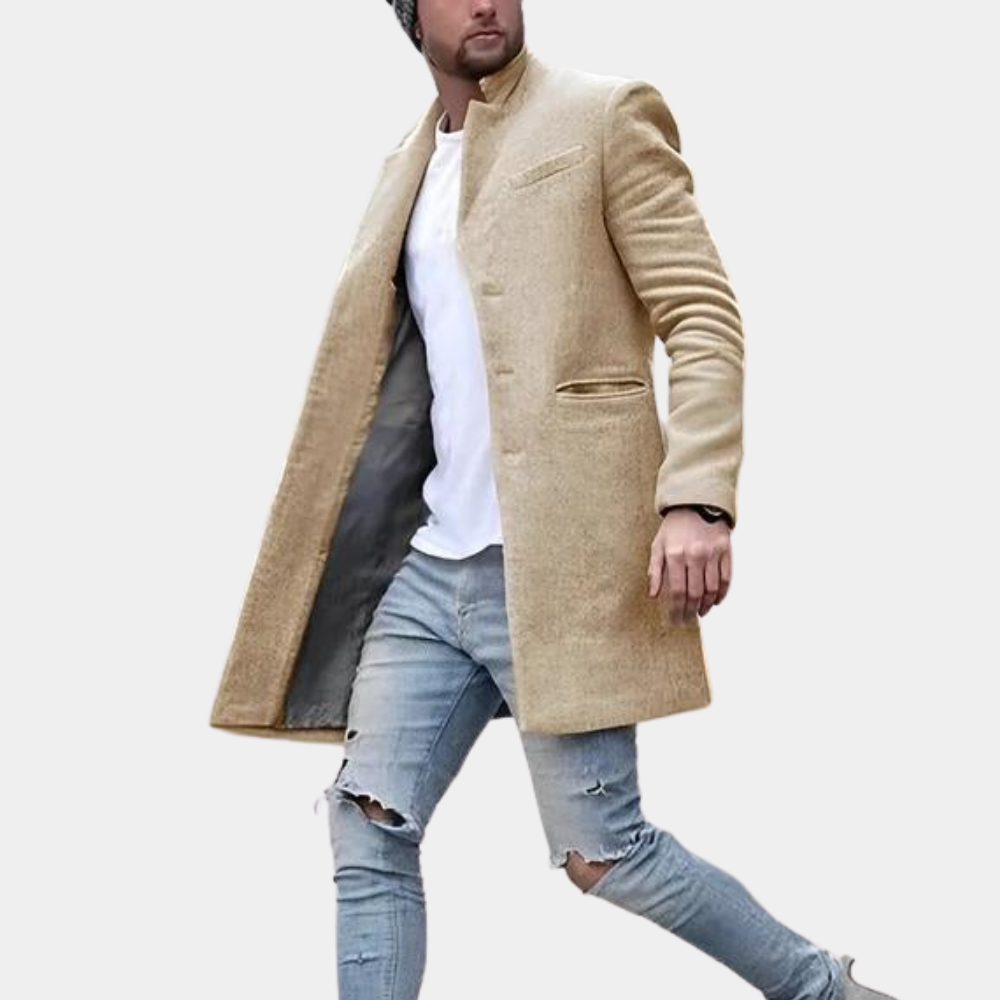 Men's wool coat for spring elegant slim transitional casual coat