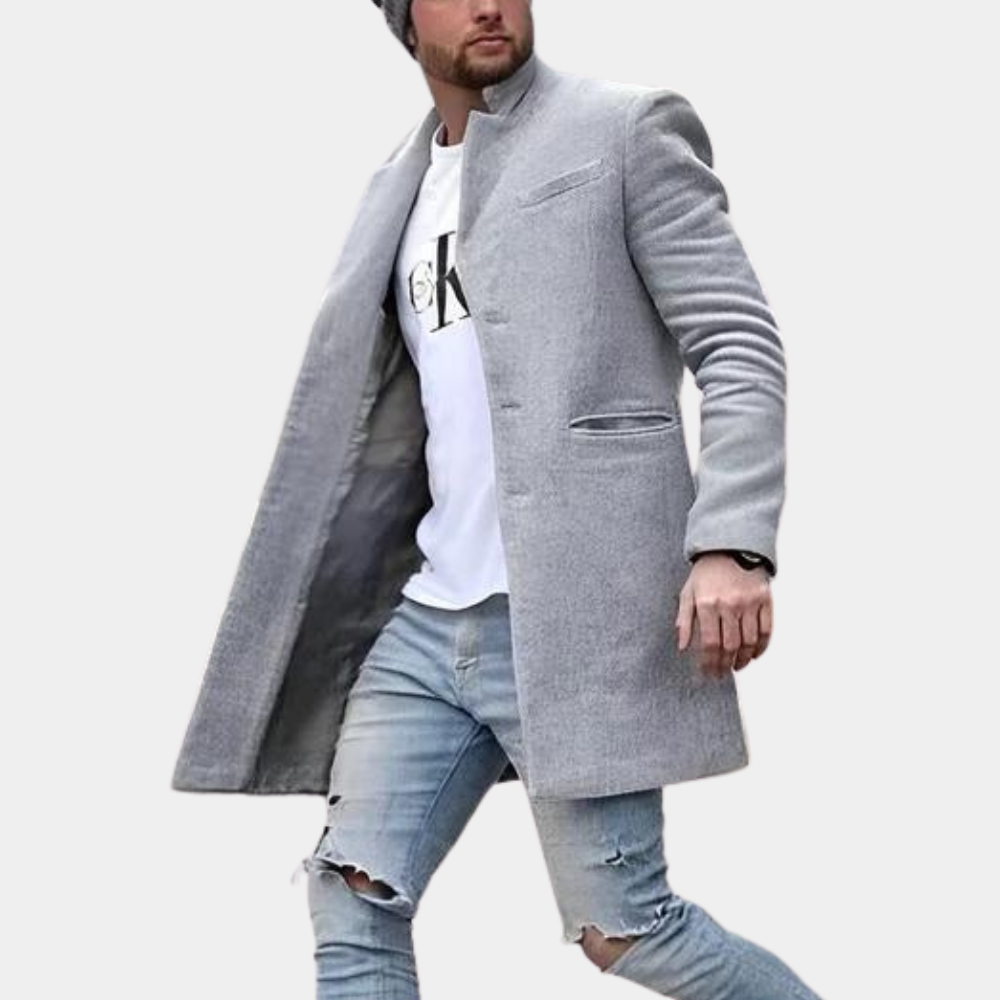 Men's wool coat for spring elegant slim transitional casual coat