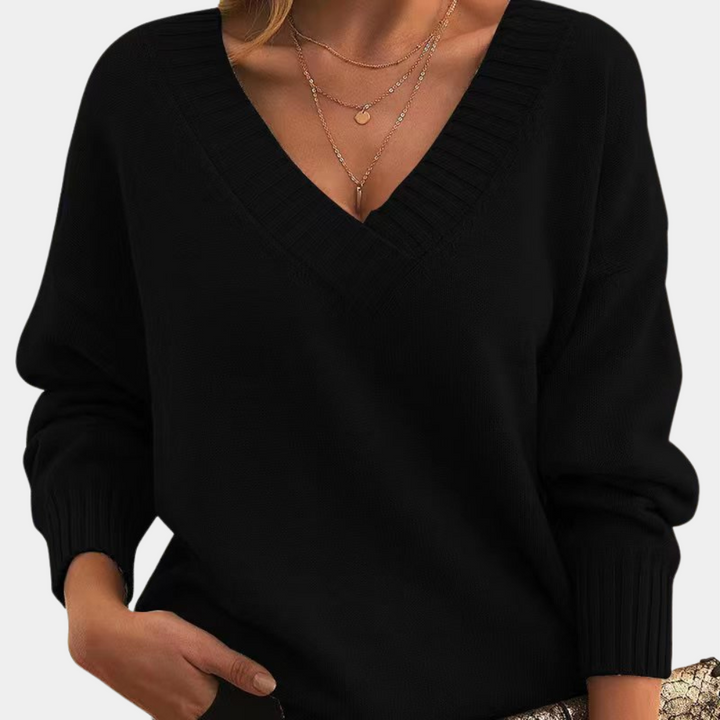 Sweter damski kaszmirowy dekolt V lekki wiosenny elegancki miękki knit casual