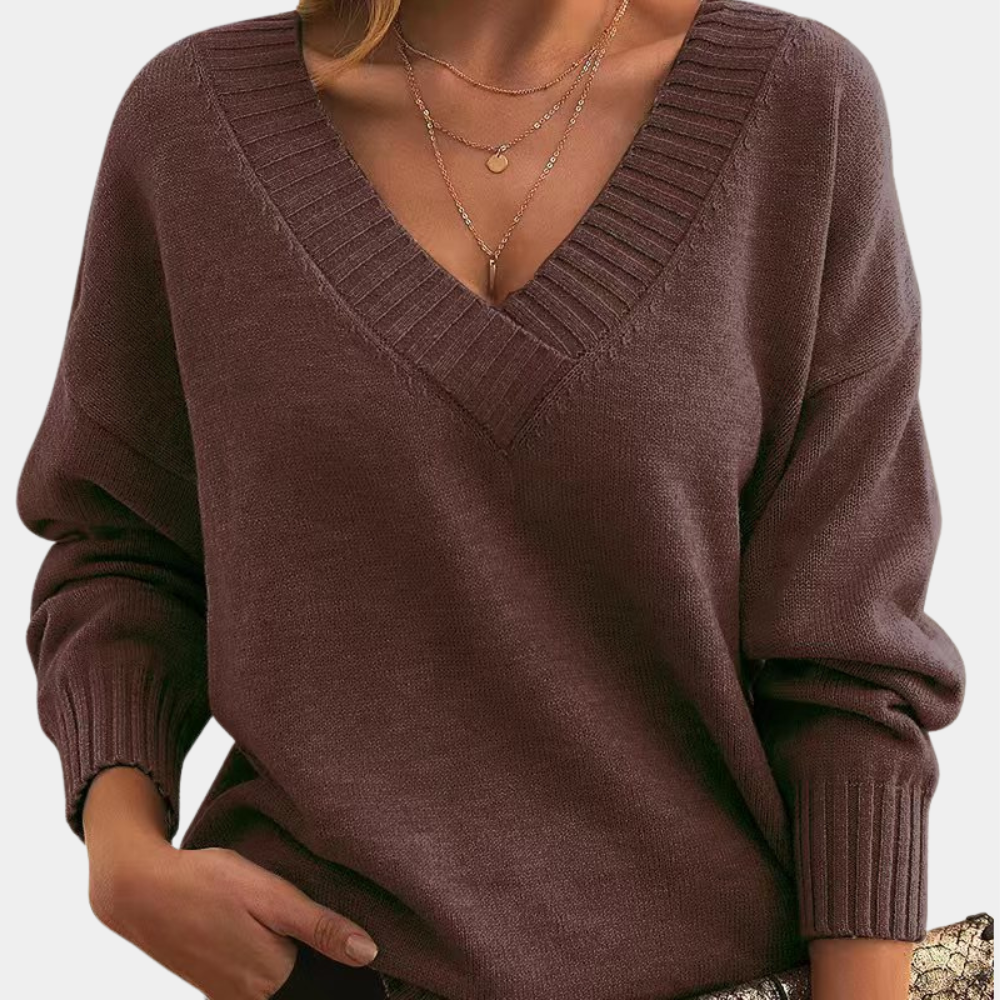 Sweter damski kaszmirowy dekolt V lekki wiosenny elegancki miękki knit casual