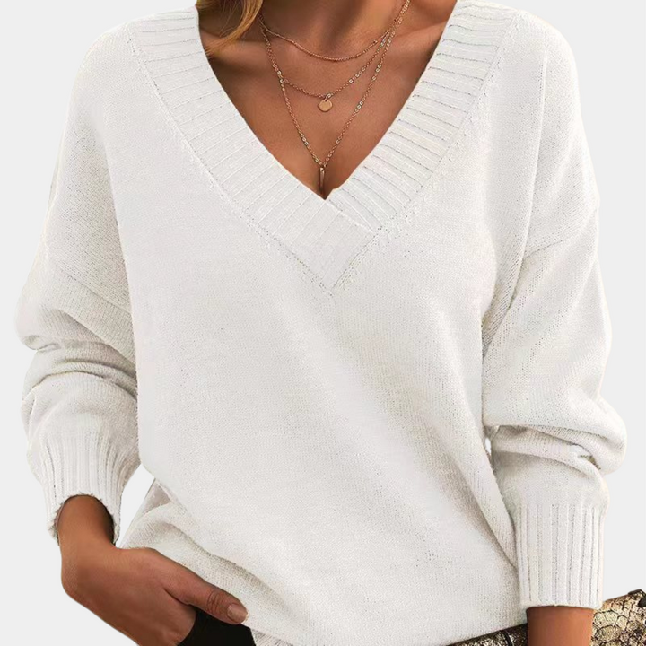 Sweter damski kaszmirowy dekolt V lekki wiosenny elegancki miękki knit casual