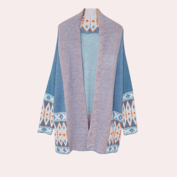 Kardigan damski dzianinowy boho wiosenny elegancki sweter narzutka damska