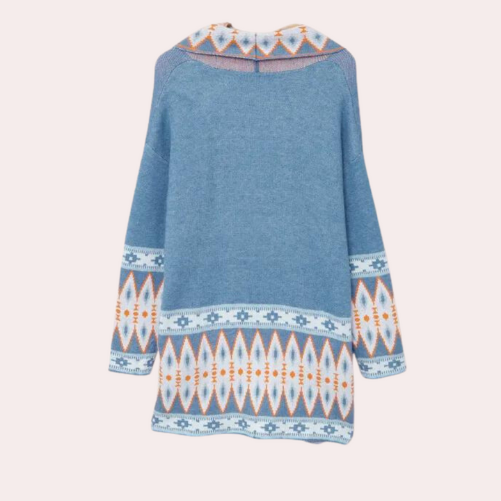 Kardigan damski dzianinowy boho wiosenny elegancki sweter narzutka damska