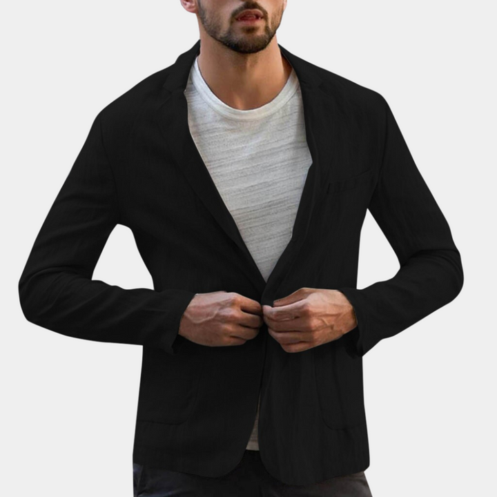 Marynarka męska lniana casualowa elegancka lekka wiosenna oddychająca slim fit
